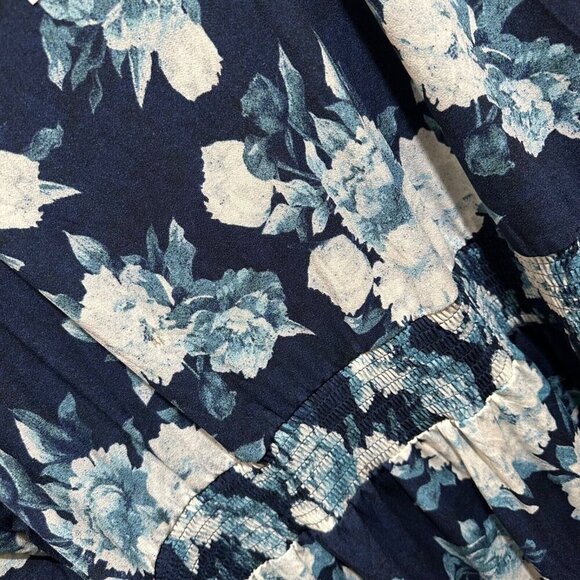 Lularoe Evelyn Womens Size 3XL Navy Blue Floral Smock Waist Maxi Dress ~ NWT - Picture 7 of 12